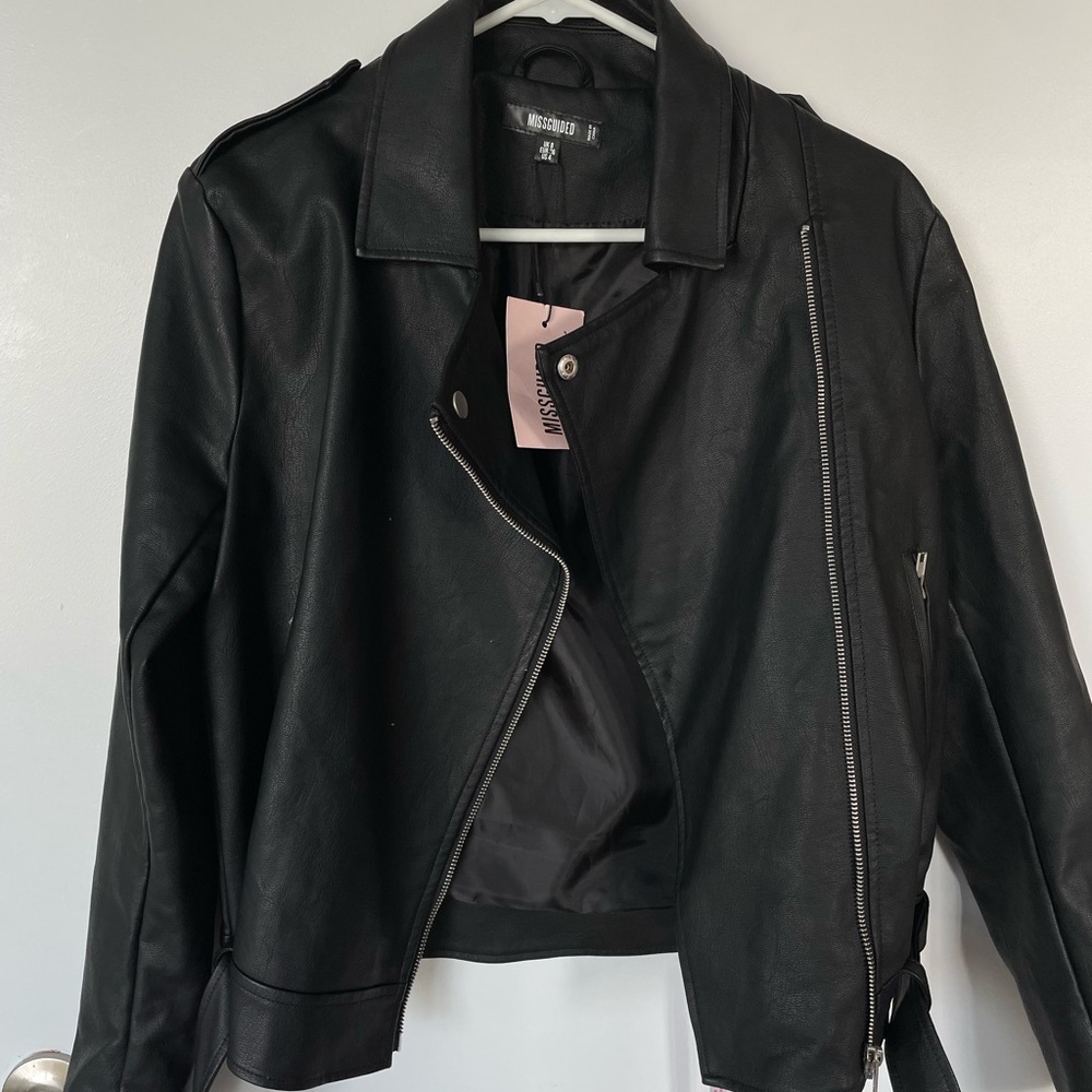 Brand New Missguided Faux Leather Moto Jacket – Tags On, Never Worn🏍️